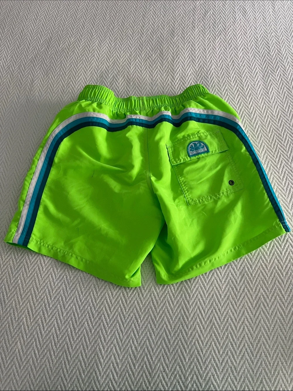SUNDEK kids Bright Green Swim/Beach Shorts with Drawstring